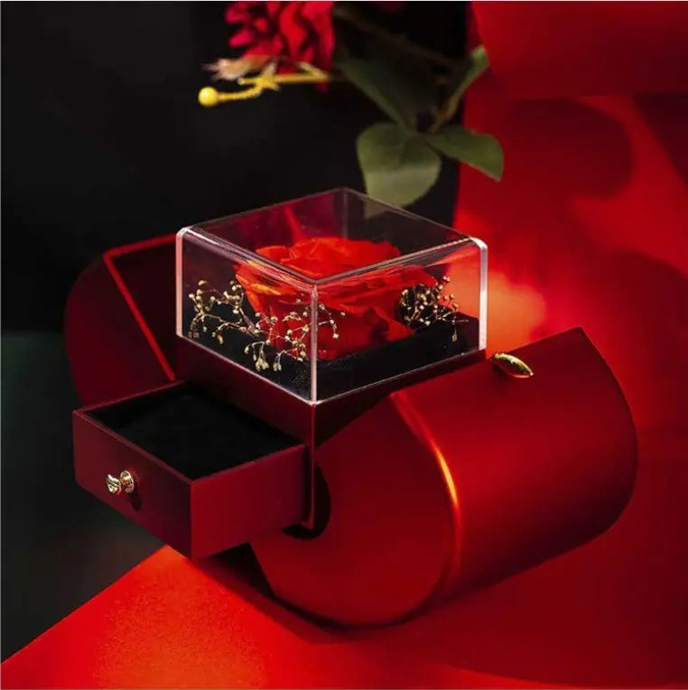 Jewelry Box Red Apple Christmas Gift Necklace Eternal Rose For Girl Mother's Day Valentine's Day Gifts With Artificial Flower Rose Flower Jewelry Box - Trending's Arena Beauty Jewelry Box Red Apple Christmas Gift Necklace Eternal Rose For Girl Mother's Day Valentine's Day Gifts With Artificial Flower Rose Flower Jewelry Box Electronics Facial & Neck 