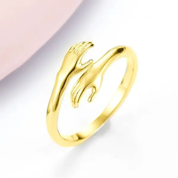 Alloy Simple Hands Hug Ring Opening Adjustable Jewelry - Trending's Arena Beauty Alloy Simple Hands Hug Ring Opening Adjustable Jewelry Hand & Arm Products Gold-1PC