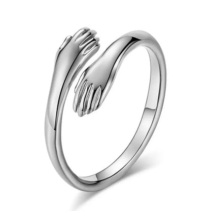 Alloy Simple Hands Hug Ring Opening Adjustable Jewelry - Trending's Arena Beauty Alloy Simple Hands Hug Ring Opening Adjustable Jewelry Hand & Arm Products Silver-1PC