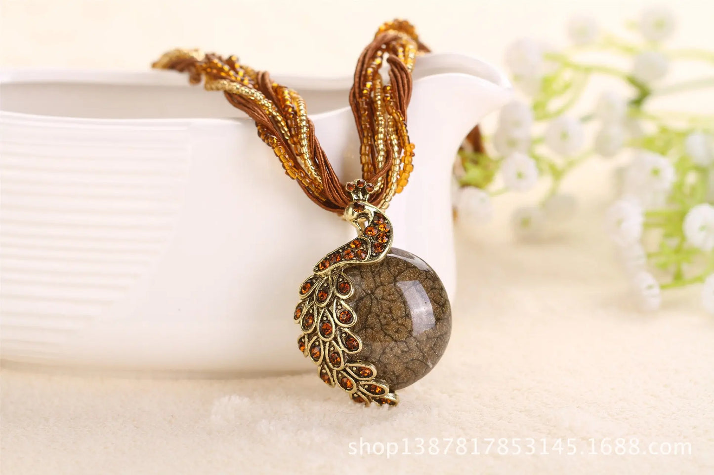 Boho Ethnic Jewelry Choker Handmade Pendant Necklace Natural Stone Bead Peacock Statement Maxi Necklace for Women Girls Gifts - Trending's Arena Beauty Boho Ethnic Jewelry Choker Handmade Pendant Necklace Natural Stone Bead Peacock Statement Maxi Necklace for Women Girls Gifts Electronics Facial & Neck brown