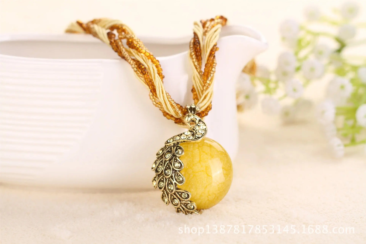 Boho Ethnic Jewelry Choker Handmade Pendant Necklace Natural Stone Bead Peacock Statement Maxi Necklace for Women Girls Gifts - Trending's Arena Beauty Boho Ethnic Jewelry Choker Handmade Pendant Necklace Natural Stone Bead Peacock Statement Maxi Necklace for Women Girls Gifts Electronics Facial & Neck yellow