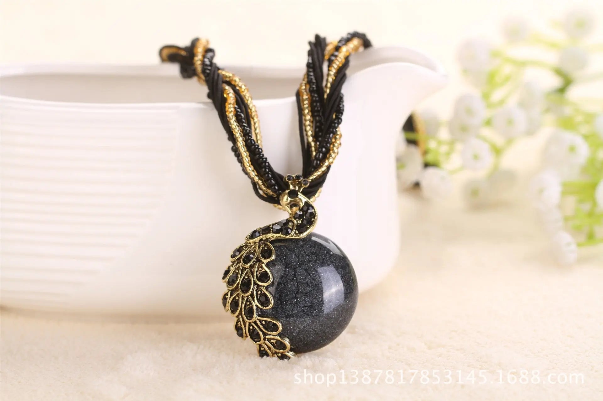 Boho Ethnic Jewelry Choker Handmade Pendant Necklace Natural Stone Bead Peacock Statement Maxi Necklace for Women Girls Gifts - Trending's Arena Beauty Boho Ethnic Jewelry Choker Handmade Pendant Necklace Natural Stone Bead Peacock Statement Maxi Necklace for Women Girls Gifts Electronics Facial & Neck black