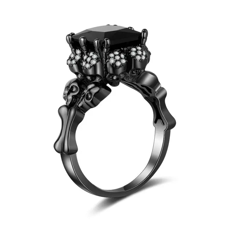Skull Women's Ring European And American - Trending's Arena Beauty Skull Women's Ring European And American Hand & Arm Products Black-Gold-Black-Diamond-No-9
