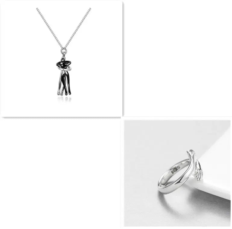 Love Hug Necklace Unisex Men Women Couple Jewelry Simple Temperament Clavicle Chain Valentines Day Lover Gift - Trending's Arena Beauty Love Hug Necklace Unisex Men Women Couple Jewelry Simple Temperament Clavicle Chain Valentines Day Lover Gift Electronics Facial & Neck White-black-set1