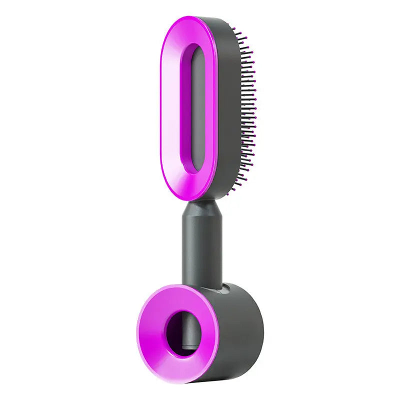 Self Cleaning Hair Brush For Women One-key Cleaning Hair Loss Airbag Massage Scalp Comb Anti-Static Hairbrush - Trending's Arena Beauty Self Cleaning Hair Brush For Women One-key Cleaning Hair Loss Airbag Massage Scalp Comb Anti-Static Hairbrush FACE Black-purple-Set