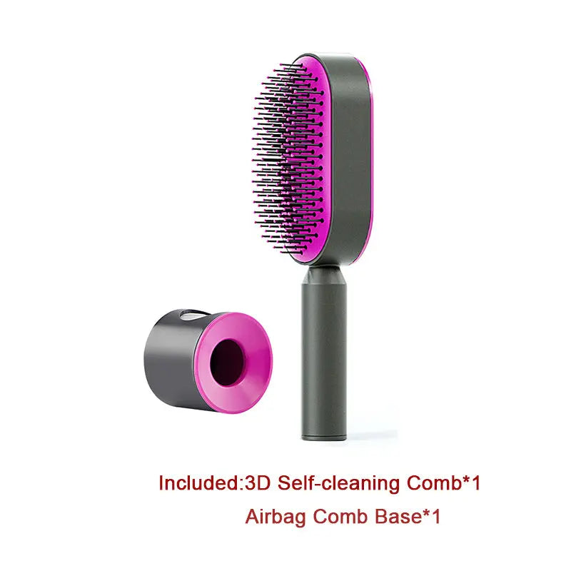 Self Cleaning Hair Brush For Women One-key Cleaning Hair Loss Airbag Massage Scalp Comb Anti-Static Hairbrush - Trending's Arena Beauty Self Cleaning Hair Brush For Women One-key Cleaning Hair Loss Airbag Massage Scalp Comb Anti-Static Hairbrush FACE Set-C