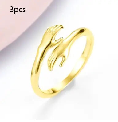 Alloy Simple Hands Hug Ring Opening Adjustable Jewelry - Trending's Arena Beauty Alloy Simple Hands Hug Ring Opening Adjustable Jewelry Hand & Arm Products Gold-3PCS