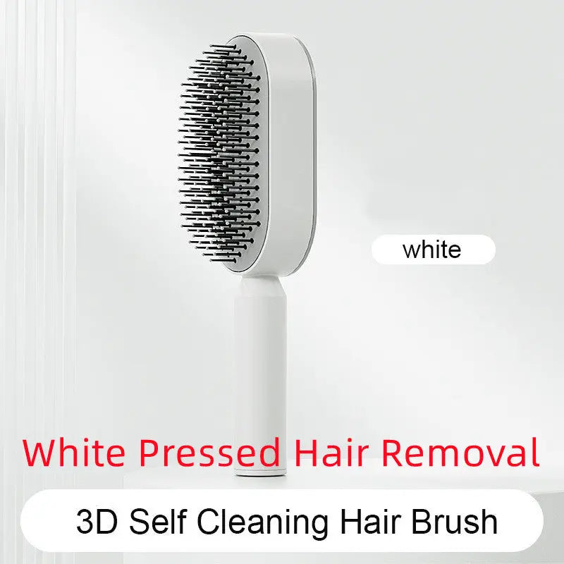 Self Cleaning Hair Brush For Women One-key Cleaning Hair Loss Airbag Massage Scalp Comb Anti-Static Hairbrush - Trending's Arena Beauty Self Cleaning Hair Brush For Women One-key Cleaning Hair Loss Airbag Massage Scalp Comb Anti-Static Hairbrush FACE White-Pressed-Hair-Removal