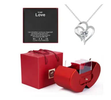 Jewelry Box Red Apple Christmas Gift Necklace Eternal Rose For Girl Mother's Day Valentine's Day Gifts With Artificial Flower Rose Flower Jewelry Box - Trending's Arena Beauty Jewelry Box Red Apple Christmas Gift Necklace Eternal Rose For Girl Mother's Day Valentine's Day Gifts With Artificial Flower Rose Flower Jewelry Box Electronics Facial & Neck Necklaceflowerboxwithoutcard-English