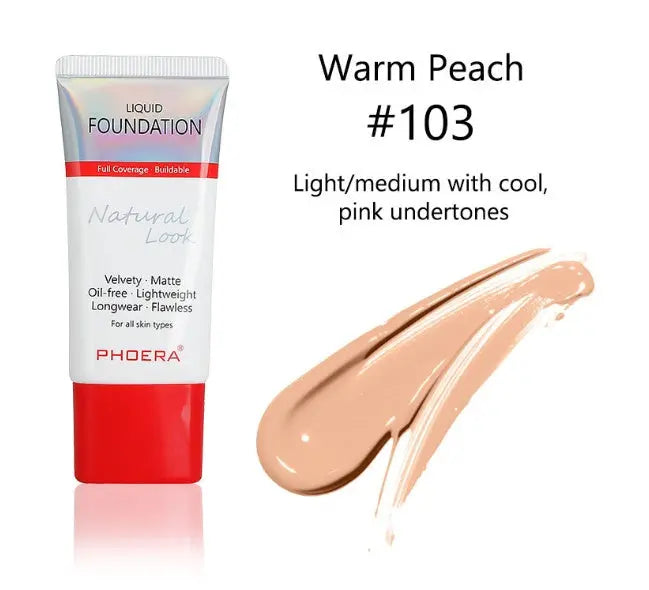 Matte, Silky, Tube Liquid Foundation, Ladies Products - Trending's Arena Beauty Matte, Silky, Tube Liquid Foundation, Ladies Products FACE 103-Warm-Peach