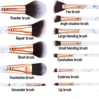 Makeup Brushes  Professional 12Pcs Marble Make Up Brushes Set - Trending's Arena Beauty Makeup Brushes  Professional 12Pcs Marble Make Up Brushes Set FACE 