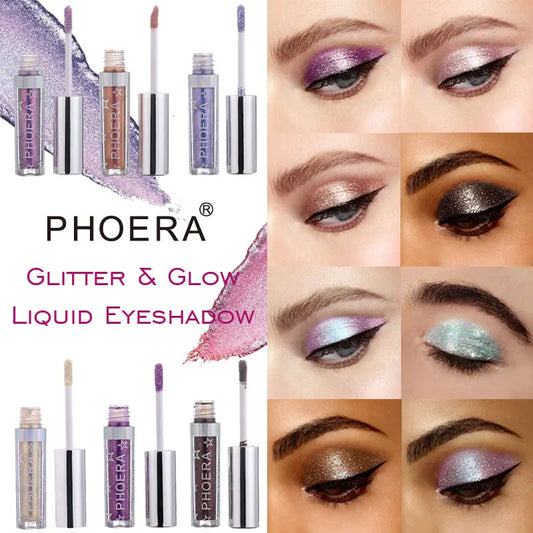 PHOERA Magnificent Metals Glitter and Glow Liquid Eyeshadow 12 Colors - Trending's Arena Beauty PHOERA Magnificent Metals Glitter and Glow Liquid Eyeshadow 12 Colors Eye Lash 