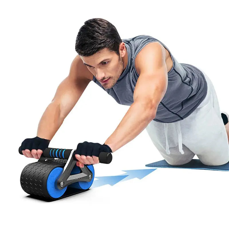 Double Wheel Abdominal Exerciser Women Men Automatic Rebound Ab Wheel Roller Waist Trainer Gym Sports Home Exercise Devices - Trending's Arena Beauty Double Wheel Abdominal Exerciser Women Men Automatic Rebound Ab Wheel Roller Waist Trainer Gym Sports Home Exercise Devices Body Slimmer 