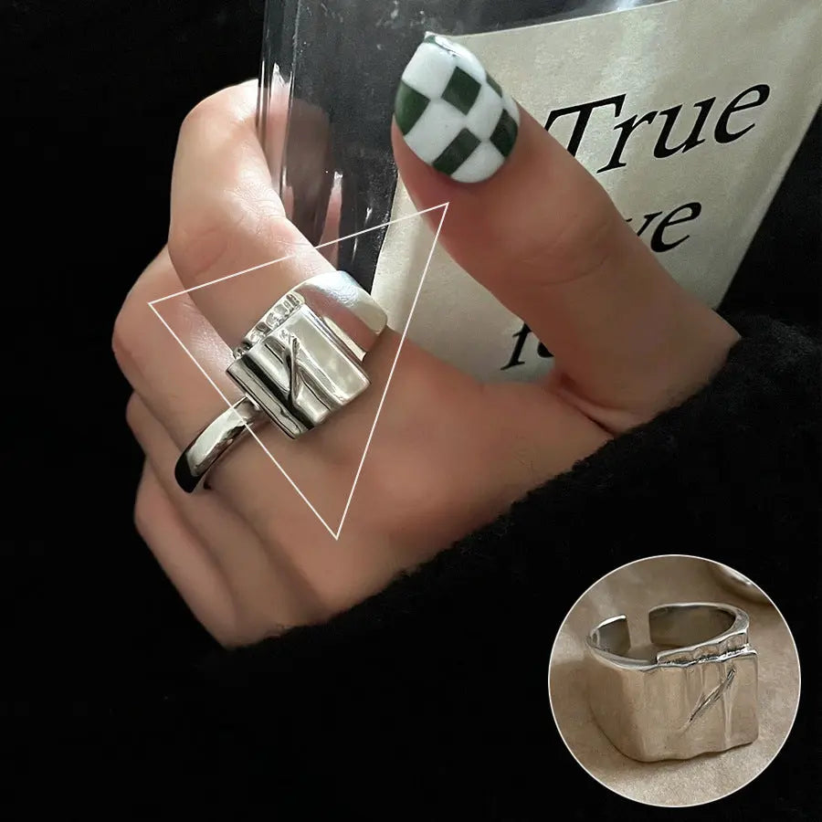 S925 Silver Geometric Double-layer Ring Women&#039;s Retro Fashion Elegant Simple Open Ring Hip-hop Finger Ring Trendy - Trending's Arena Beauty S925 Silver Geometric Double-layer Ring Women&#039;s Retro Fashion Elegant Simple Open Ring Hip-hop Finger Ring Trendy Hand & Arm Products JZ6039-The-opening-is-adjustable
