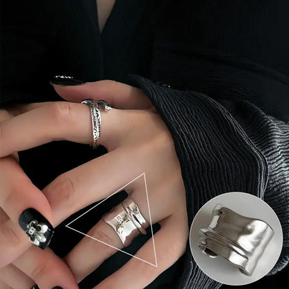S925 Silver Geometric Double-layer Ring Women&#039;s Retro Fashion Elegant Simple Open Ring Hip-hop Finger Ring Trendy - Trending's Arena Beauty S925 Silver Geometric Double-layer Ring Women&#039;s Retro Fashion Elegant Simple Open Ring Hip-hop Finger Ring Trendy Hand & Arm Products JZ6041-The-opening-is-adjustable