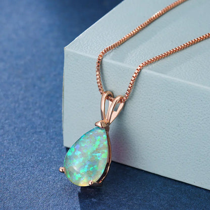 Green Sky Amazon Cross-border European And American Fashion Simple Personality All-match Design Women&#039;s Drop-shaped Opal Necklace For Women - Trending's Arena Beauty Green Sky Amazon Cross-border European And American Fashion Simple Personality All-match Design Women&#039;s Drop-shaped Opal Necklace For Women NECKLACES 
