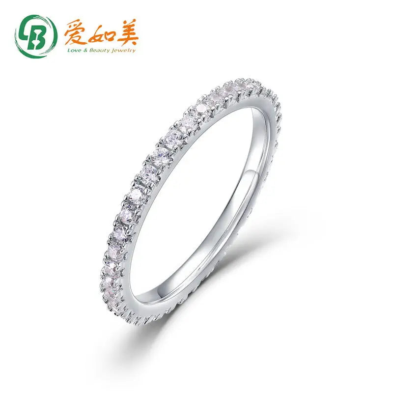 Single Row Full Diamond S925 Silver Ring European And American Style Simple Geometric Closed Index Finger Ring - Trending's Arena Beauty Single Row Full Diamond S925 Silver Ring European And American Style Simple Geometric Closed Index Finger Ring Hand & Arm Products 