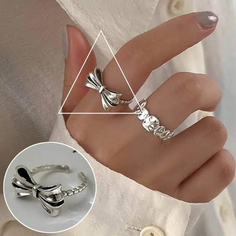 S925 Silver Geometric Double-layer Ring Women&#039;s Retro Fashion Elegant Simple Open Ring Hip-hop Finger Ring Trendy - Trending's Arena Beauty S925 Silver Geometric Double-layer Ring Women&#039;s Retro Fashion Elegant Simple Open Ring Hip-hop Finger Ring Trendy Hand & Arm Products JZ6098-The-opening-is-adjustable