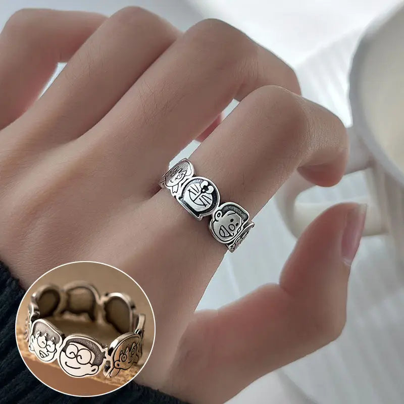 S925 Silver Geometric Double-layer Ring Women&#039;s Retro Fashion Elegant Simple Open Ring Hip-hop Finger Ring Trendy - Trending's Arena Beauty S925 Silver Geometric Double-layer Ring Women&#039;s Retro Fashion Elegant Simple Open Ring Hip-hop Finger Ring Trendy Hand & Arm Products JZ6661-The-opening-is-adjustable