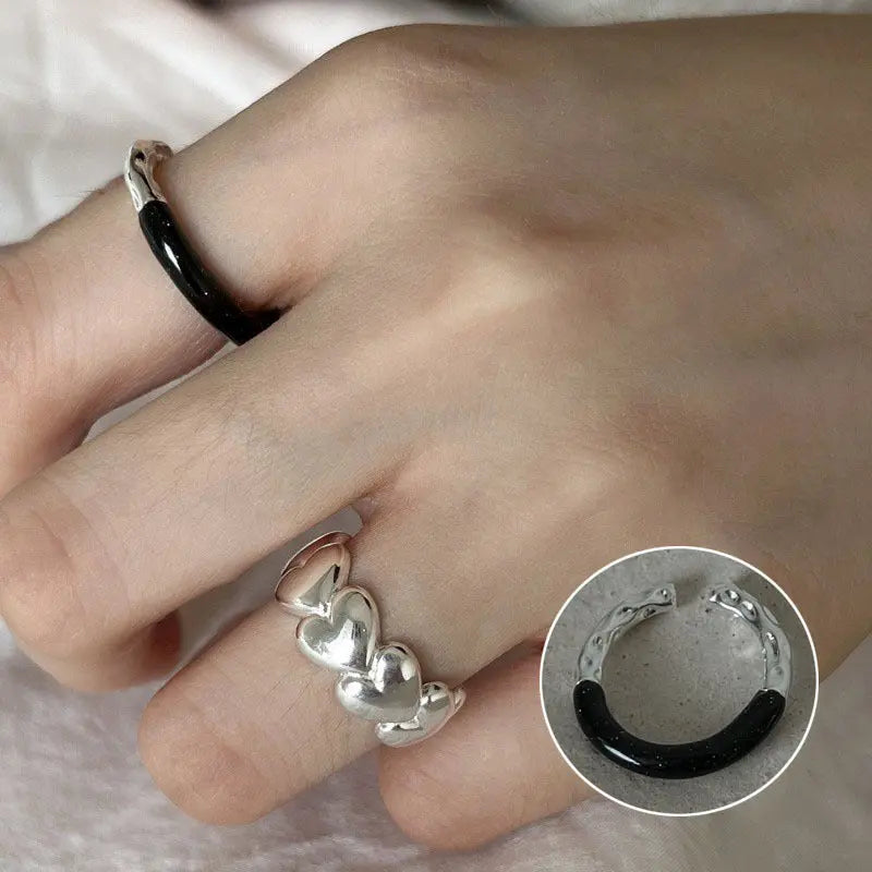 S925 Silver Geometric Double-layer Ring Women&#039;s Retro Fashion Elegant Simple Open Ring Hip-hop Finger Ring Trendy - Trending's Arena Beauty S925 Silver Geometric Double-layer Ring Women&#039;s Retro Fashion Elegant Simple Open Ring Hip-hop Finger Ring Trendy Hand & Arm Products Jz6540-The-opening-is-adjustable