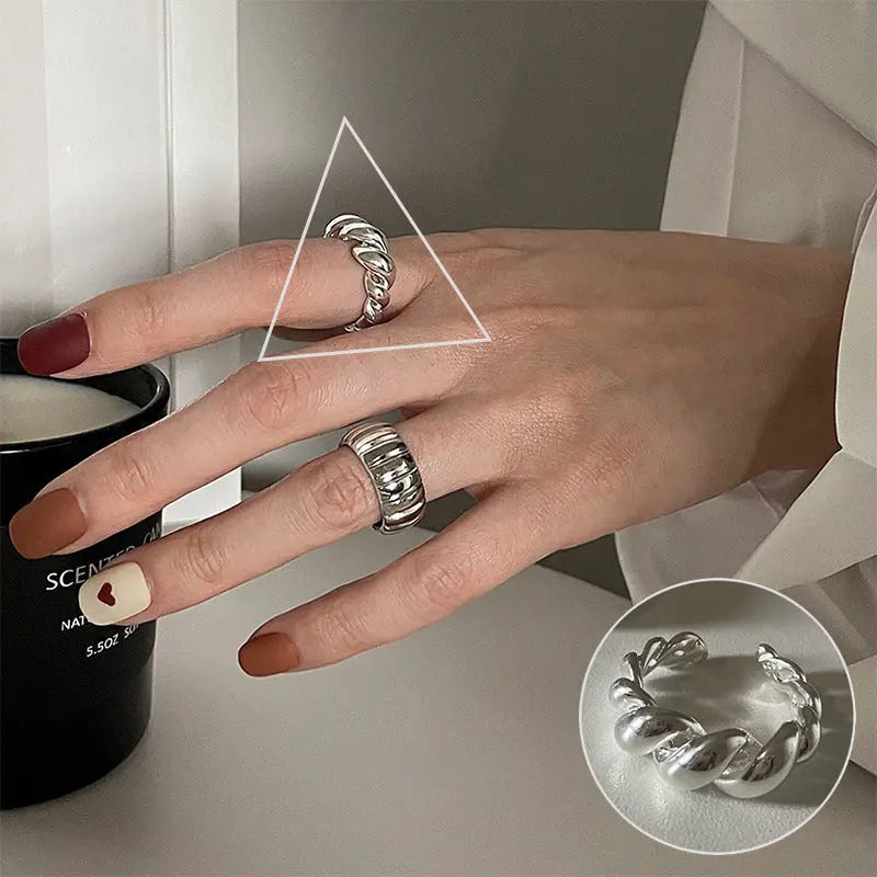S925 Silver Geometric Double-layer Ring Women&#039;s Retro Fashion Elegant Simple Open Ring Hip-hop Finger Ring Trendy - Trending's Arena Beauty S925 Silver Geometric Double-layer Ring Women&#039;s Retro Fashion Elegant Simple Open Ring Hip-hop Finger Ring Trendy Hand & Arm Products JZ9135-The-opening-is-adjustable