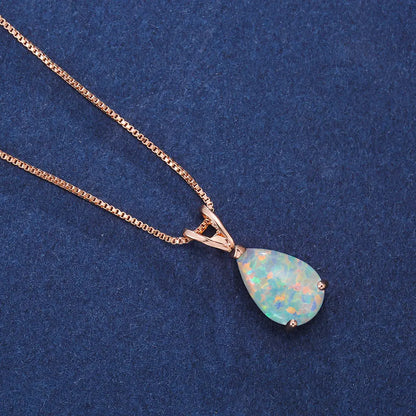 Green Sky Amazon Cross-border European And American Fashion Simple Personality All-match Design Women&#039;s Drop-shaped Opal Necklace For Women - Trending's Arena Beauty Green Sky Amazon Cross-border European And American Fashion Simple Personality All-match Design Women&#039;s Drop-shaped Opal Necklace For Women NECKLACES Rose-gold-white-necklace