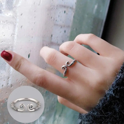 S925 Silver Geometric Double-layer Ring Women&#039;s Retro Fashion Elegant Simple Open Ring Hip-hop Finger Ring Trendy - Trending's Arena Beauty S925 Silver Geometric Double-layer Ring Women&#039;s Retro Fashion Elegant Simple Open Ring Hip-hop Finger Ring Trendy Hand & Arm Products Jz8007-The-opening-is-adjustable