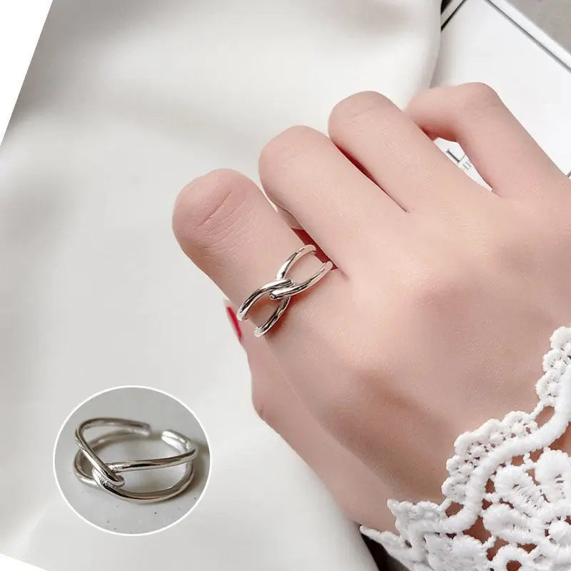 S925 Silver Geometric Double-layer Ring Women&#039;s Retro Fashion Elegant Simple Open Ring Hip-hop Finger Ring Trendy - Trending's Arena Beauty S925 Silver Geometric Double-layer Ring Women&#039;s Retro Fashion Elegant Simple Open Ring Hip-hop Finger Ring Trendy Hand & Arm Products JZ8289-The-opening-is-adjustable