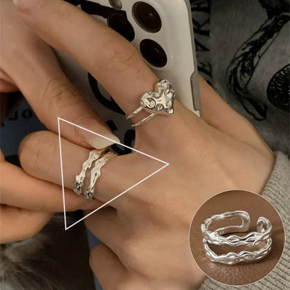 S925 Silver Geometric Double-layer Ring Women&#039;s Retro Fashion Elegant Simple Open Ring Hip-hop Finger Ring Trendy - Trending's Arena Beauty S925 Silver Geometric Double-layer Ring Women&#039;s Retro Fashion Elegant Simple Open Ring Hip-hop Finger Ring Trendy Hand & Arm Products JZ6131-The-opening-is-adjustable