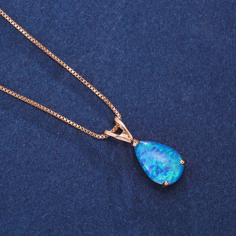 Green Sky Amazon Cross-border European And American Fashion Simple Personality All-match Design Women&#039;s Drop-shaped Opal Necklace For Women - Trending's Arena Beauty Green Sky Amazon Cross-border European And American Fashion Simple Personality All-match Design Women&#039;s Drop-shaped Opal Necklace For Women NECKLACES 