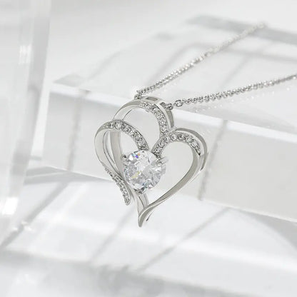 Zircon Double Love Necklace With Rhinestones Ins Personalized Heart-shaped Necklace Clavicle Chain Jewelry For Women Valentine's Day - Trending's Arena Beauty Zircon Double Love Necklace With Rhinestones Ins Personalized Heart-shaped Necklace Clavicle Chain Jewelry For Women Valentine's Day Electronics Facial & Neck White-Gold-Necklace