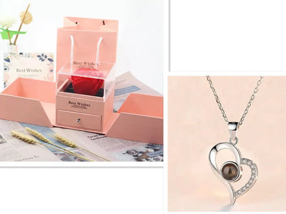 Hot Valentine's Day Gifts Metal Rose Jewelry Gift Box Necklace For Wedding Girlfriend Necklace Gifts - Trending's Arena Beauty Hot Valentine's Day Gifts Metal Rose Jewelry Gift Box Necklace For Wedding Girlfriend Necklace Gifts Electronics Facial & Neck Silver-B-setA