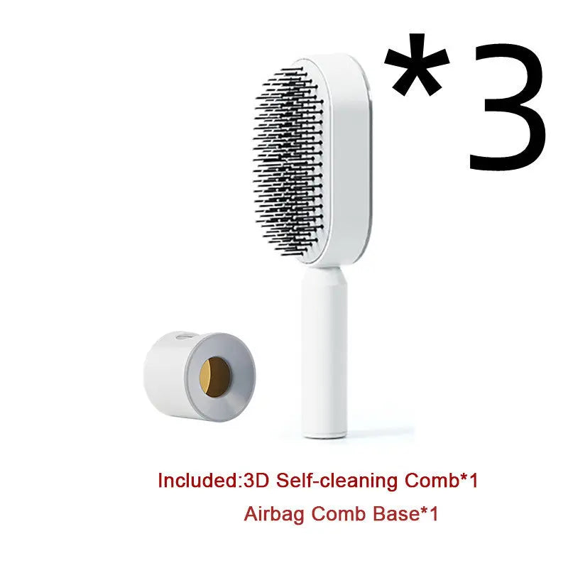 Self Cleaning Hair Brush For Women One-key Cleaning Hair Loss Airbag Massage Scalp Comb Anti-Static Hairbrush - Trending's Arena Beauty Self Cleaning Hair Brush For Women One-key Cleaning Hair Loss Airbag Massage Scalp Comb Anti-Static Hairbrush FACE 3pcs-Set-B