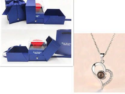 Hot Valentine's Day Gifts Metal Rose Jewelry Gift Box Necklace For Wedding Girlfriend Necklace Gifts - Trending's Arena Beauty Hot Valentine's Day Gifts Metal Rose Jewelry Gift Box Necklace For Wedding Girlfriend Necklace Gifts Electronics Facial & Neck Silver-B-setB