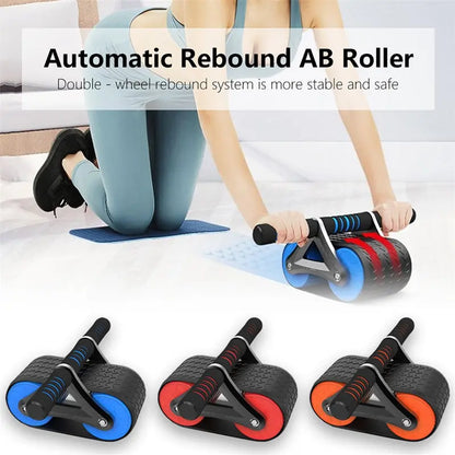 Double Wheel Abdominal Exerciser Women Men Automatic Rebound Ab Wheel Roller Waist Trainer Gym Sports Home Exercise Devices - Trending's Arena Beauty Double Wheel Abdominal Exerciser Women Men Automatic Rebound Ab Wheel Roller Waist Trainer Gym Sports Home Exercise Devices Body Slimmer 