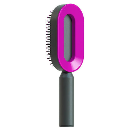 Self Cleaning Hair Brush For Women One-key Cleaning Hair Loss Airbag Massage Scalp Comb Anti-Static Hairbrush - Trending's Arena Beauty Self Cleaning Hair Brush For Women One-key Cleaning Hair Loss Airbag Massage Scalp Comb Anti-Static Hairbrush FACE Black-purple
